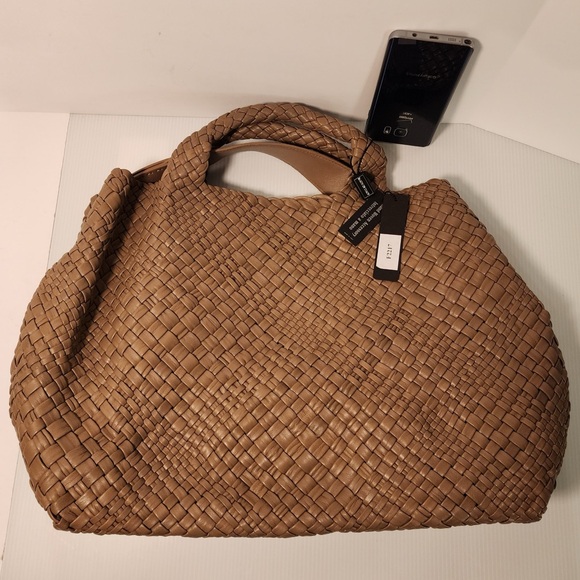 FALOR ITALY Hand Woven Genuine Leather Large Soft Tote Satchel Handbag F2217 - Picture 5 of 16